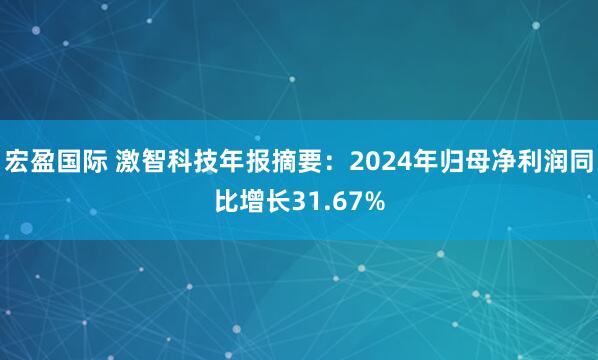 宏盈国际 激智科技年报摘要：2024年归母净利润同比增长31.67%